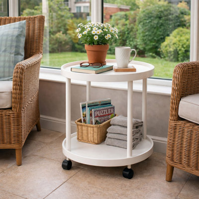 Leila 2-Tier Side Table with Casters