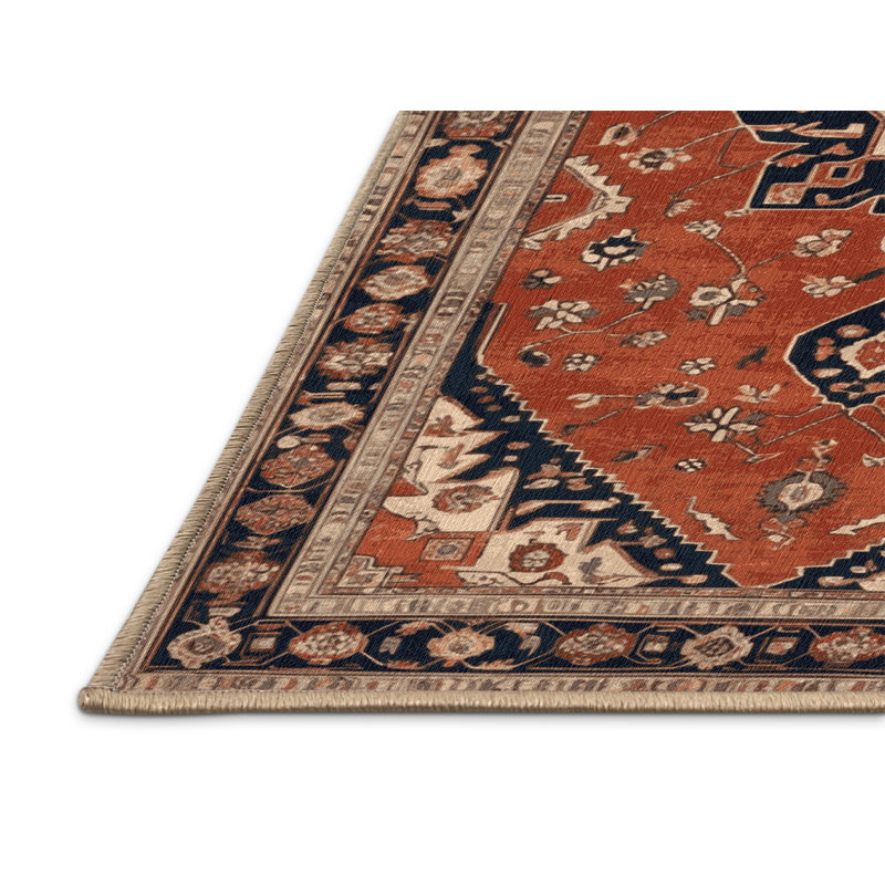 Tapis brun lavable à la machine, Rond 6 pi