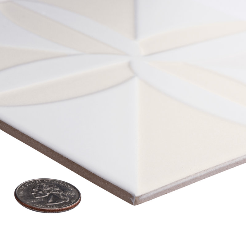 Triplex Series 8" x 8" Ceramic Patterned Wall Tile, White