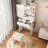 Small Makeup Vanity Desk With Mirror & Adjustable LED Lights,Built-In Power Outlet & Hidden Storage, Includes Padded Stool & Shelf,Space-Saving Dressing Table For Small Bedrooms