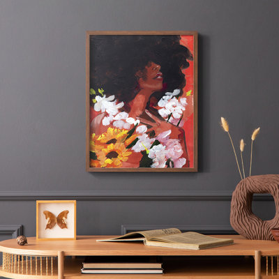 «Through the Flowers II», reproduction encadrée - bois massif