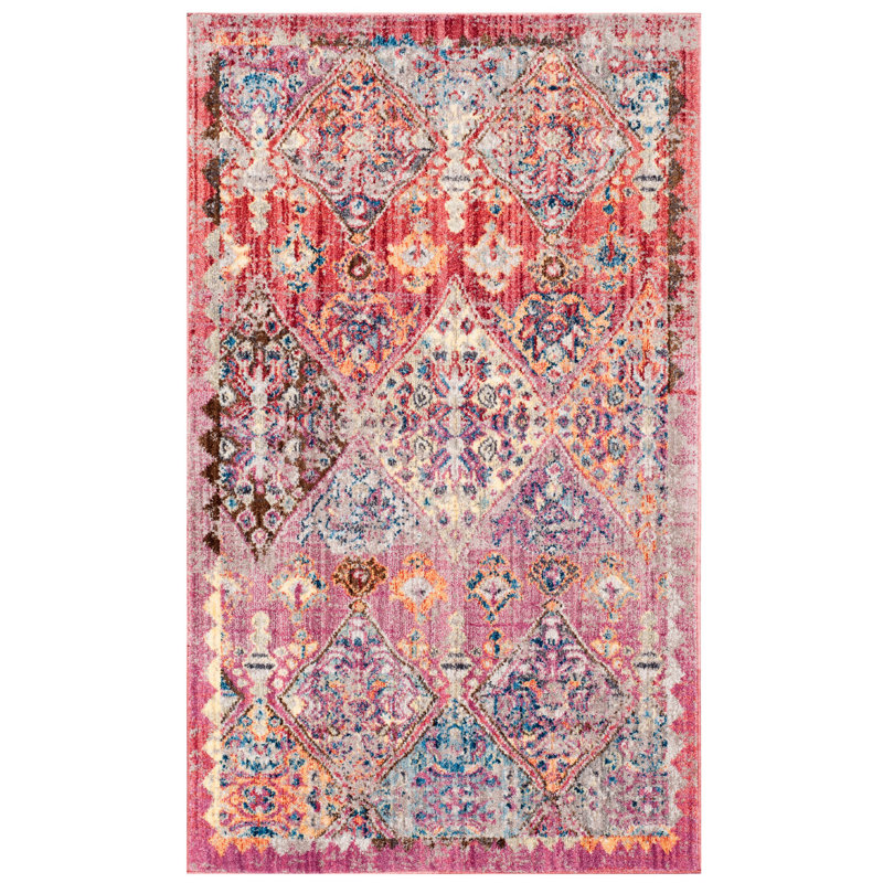 Culross Ikat Rose Area Rug, Rectangle 3' x 5'