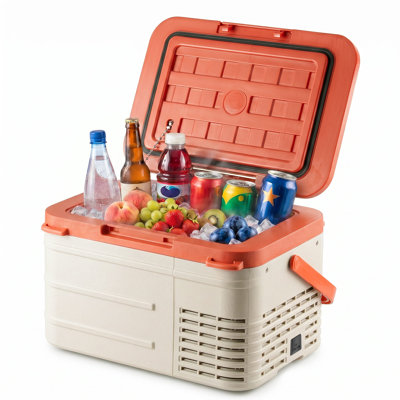 BacklD 12 Volt Refrigerator, 11QT(10L) Compressor Electric Cooler, Car Fridge -4°F~68°F, Portable Refrigerator 12V/24V DC 110-240V AC, Compact Freezer for Vehicle RV Camping Truck Boat Travel, Orange