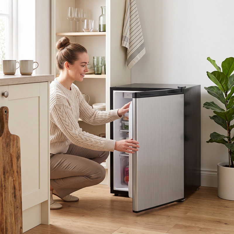 Mini-frigo de 2,6 pi³ avec compartiment réfrigéré et porte réversible, blanc, White