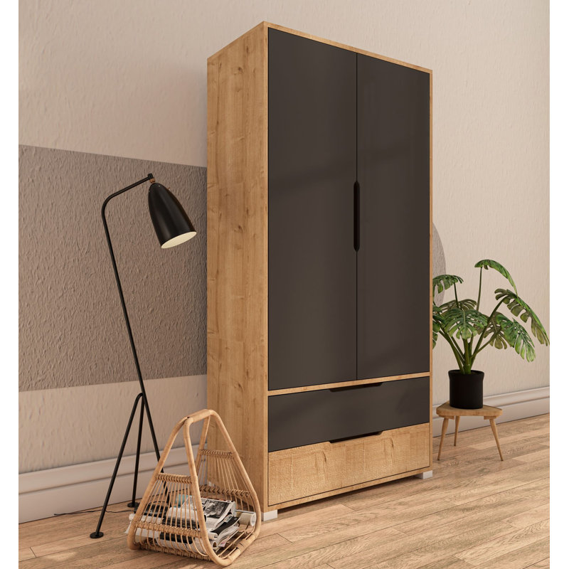 Armoire moderne avec de nombreuses tablettes, chêne saphir et anthracite, 35,4 x 72,0 x 17,7 pouces | Panneau de particules 100% mélaminé, fixation murale, capacité de tablette de 66,1 lb | Solution de rangement élégante et fonctionnelle pour n'importe quelle pièce