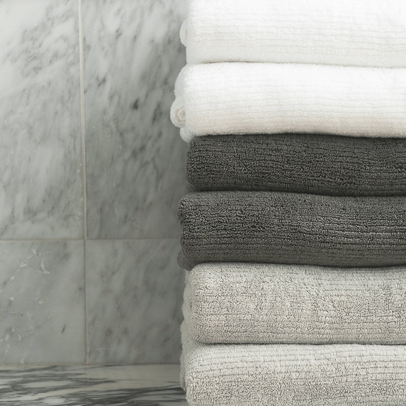 Ribbed Terry Bath Sheets, White