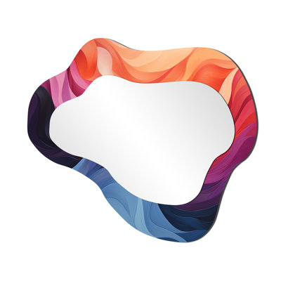 Colorful Ripple Harmony elegance II - Abstract Cloud Decorative Wall Mirror, Modern Asymmetrical Mirror, Printed Metal Art