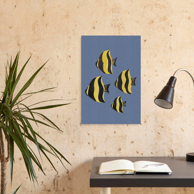 Tropical Striped Fish Abstract Colorful Fish Ocean Tropical Wall Art Print by Nicholas - Wrapped Canvas Print