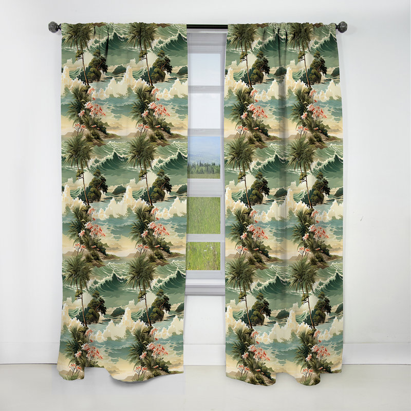 Coastal Vision Tropical Motif I - Rideau floral - Rideau occultant floral - 1 panneau, L 52 po x L 84 po