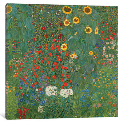 Farm Garden With Sunflowers, 1905-06 by Gustav Klimt - Wrapped Canvas Painting