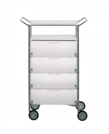 Mobil Storage Drawer, Translucent Ice, 4 Drawers with Open Shelf and Wheels