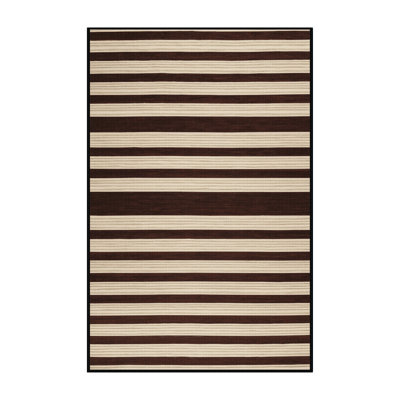 Tapis noir à rayures horizontales lavable à la machine