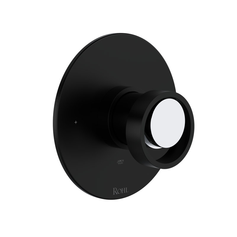 Eclissi 1/2" Pressure Balance Trim, Matte Black/Polished Chrome