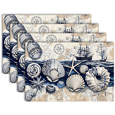 4-Piece Polyester Rectangle Dining Table Placemat
