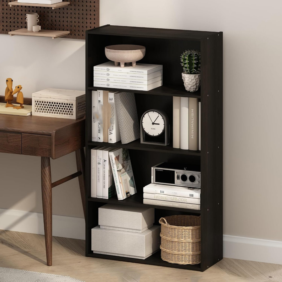 4-Tier Bookshelf, Bookcase with Open Shelf, Espresso