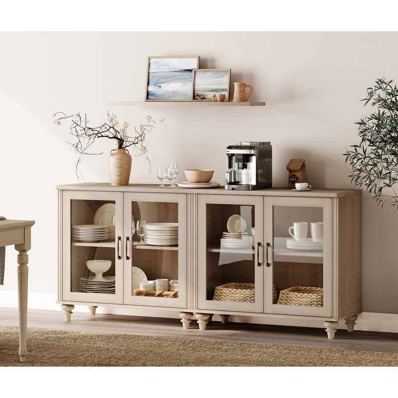 Buffet en bois manufacturé et solide l 67,7 po Scarlett, Beige