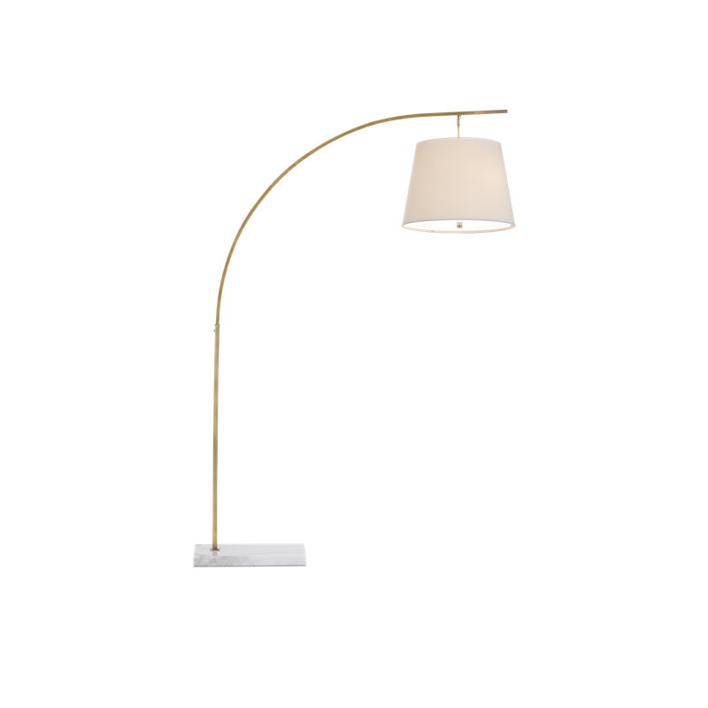 Cloister 70'' Arched Floor Lamp, Antique Brass/White