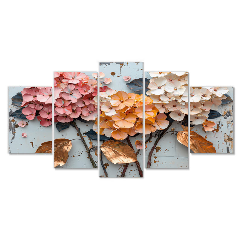 Vibrant jardin d'hortensias I - art mural hortensia - décoration murale traditionnelle, H 32 po x l 60 po, 5