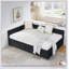 Upholstered Tufted Bed Frame with Two Drawers, Sofa Bed Frame with Comfortable Backrest and Armrests, Velvet