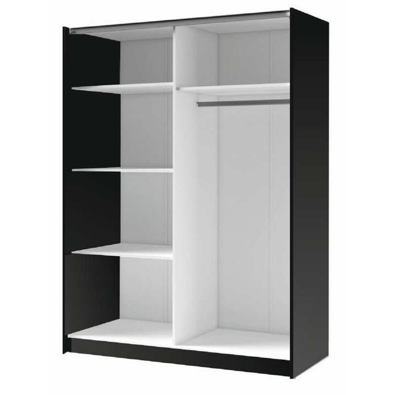 Laminate Wardrobe, 198.5cm H x 150.6cm W x 62cm D, Black/Natural