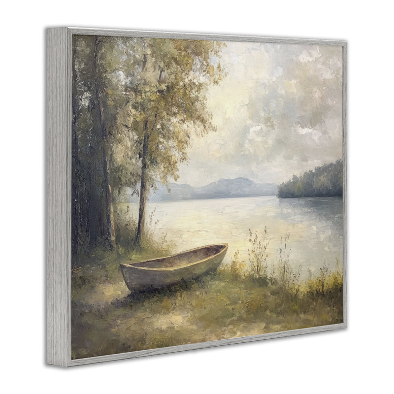 «Boat at Lake's Edge», estampe numérique, conception de Petal Prints Design, H 11 po x l 14 po, Estampe numérique Farmhouse