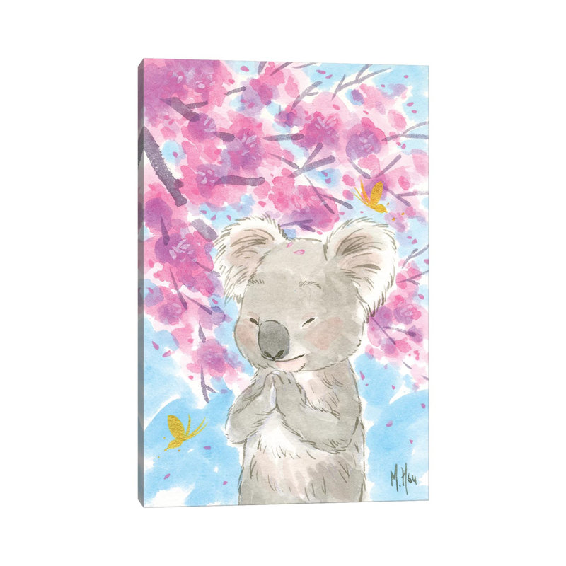 Cherry Blossom Koala by Martin Hsu - Painting on Canvas, Wrapped Canvas, 66.04 cm H x 45.72 cm W x 1.91 cm D