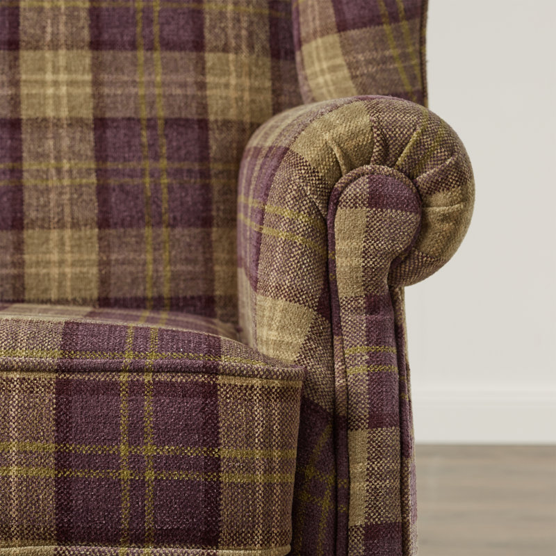 Anzilotti Upholstered Wingback Chair, Amethyst Tartan