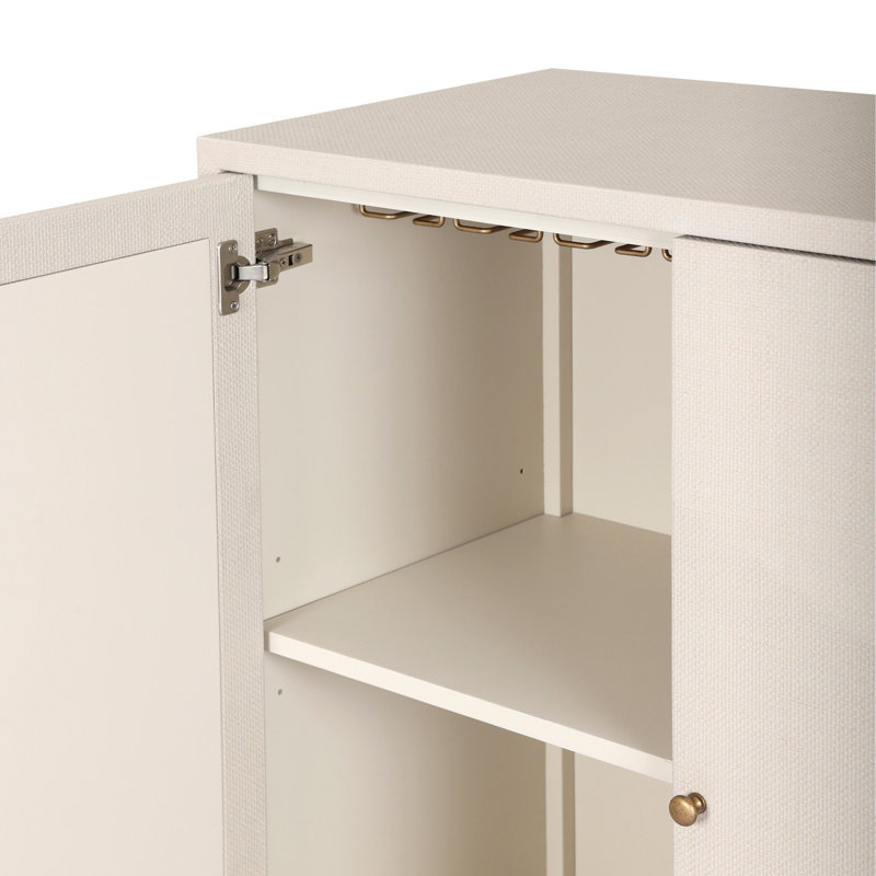 Fiona Bar Cabinet, Ivory Painted Raffia
