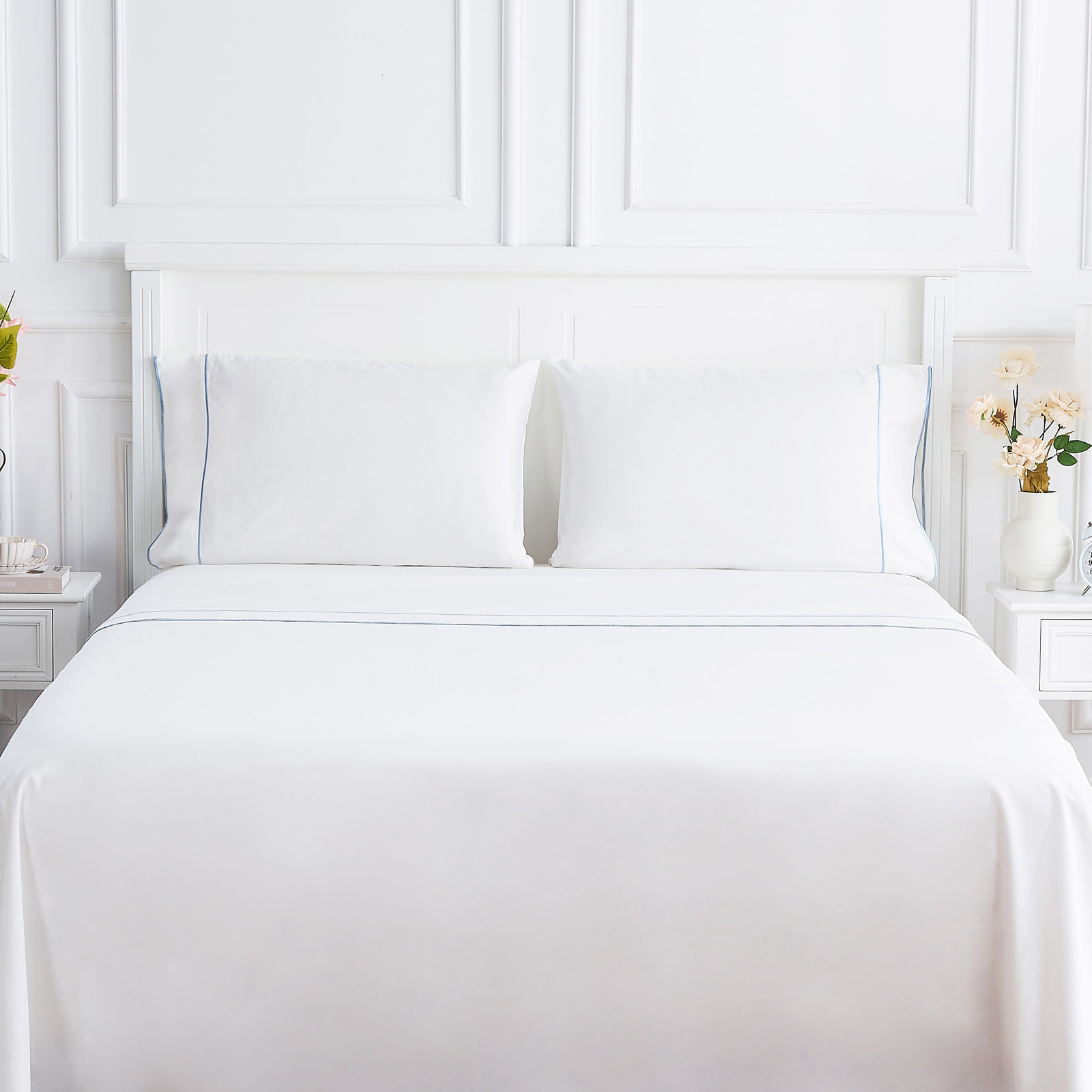 Evanston SHEET SET, Blue, Twin Sheet Set with 1 Pillowcase