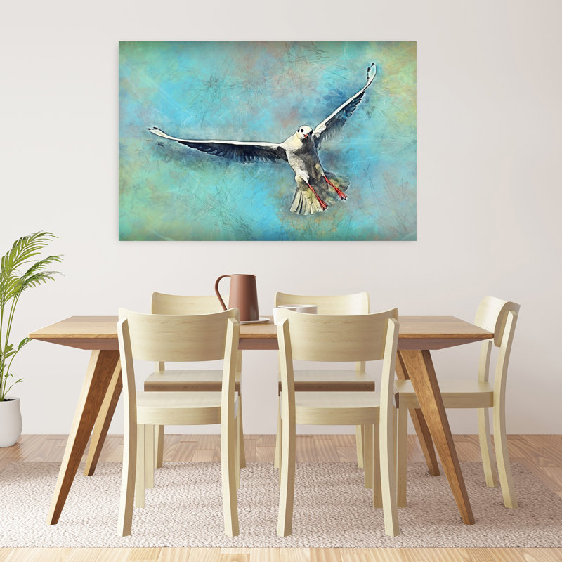 «Graceful Seagull Flight Abstract Seagull Bird Coastal Nature», art mural, 32" H x 48" W