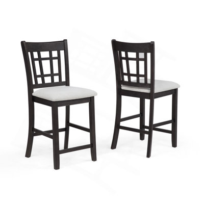 Chaises de pub rembourrées à hauteur de comptoir 2 pièces et meubles de salle à manger en bois massif et gris anthracite