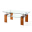 Table basse 39 "en verre transparent et brun avec tablette