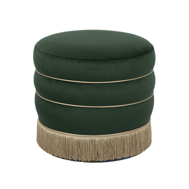 Velvet Ottoman, Green Velvet