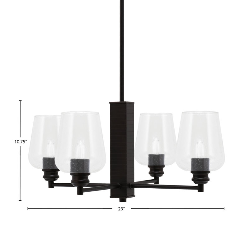 Lustre 4 lumières Edge avec verre à bulles transparent 5 po, Espresso