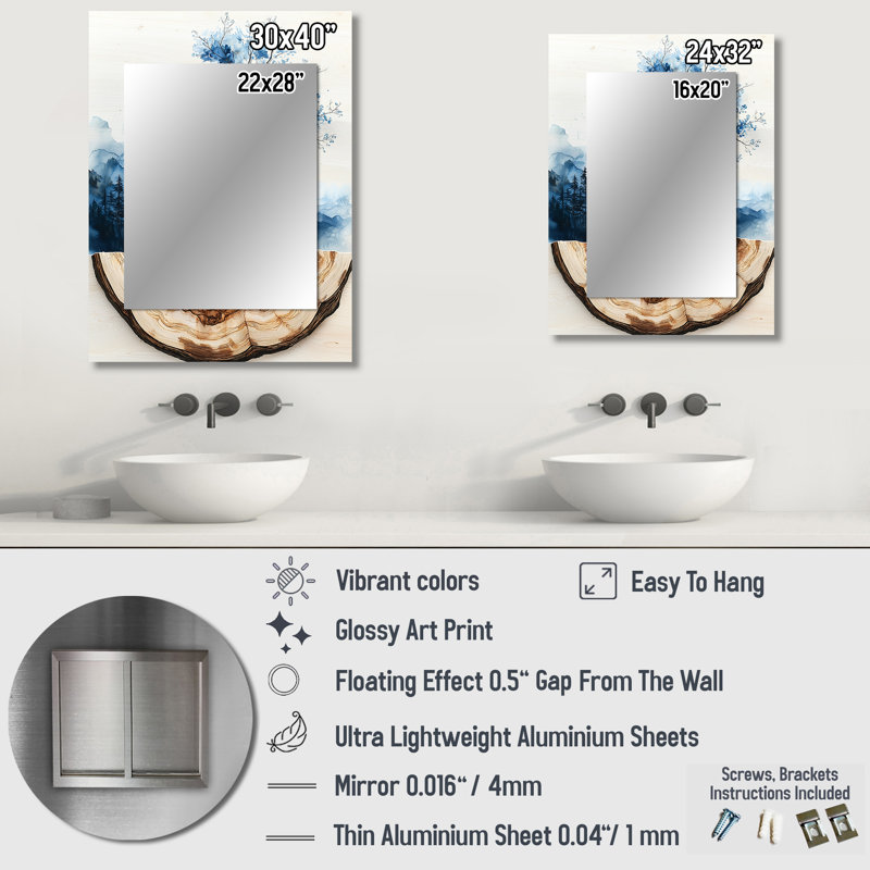 Winthrope IV - Floral Decorative Mirror On Metal, 32" x 24"