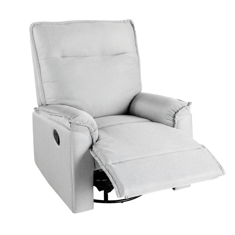 Addisyn Swivel and Rocker Recliner Chair, Gray 100% Linen