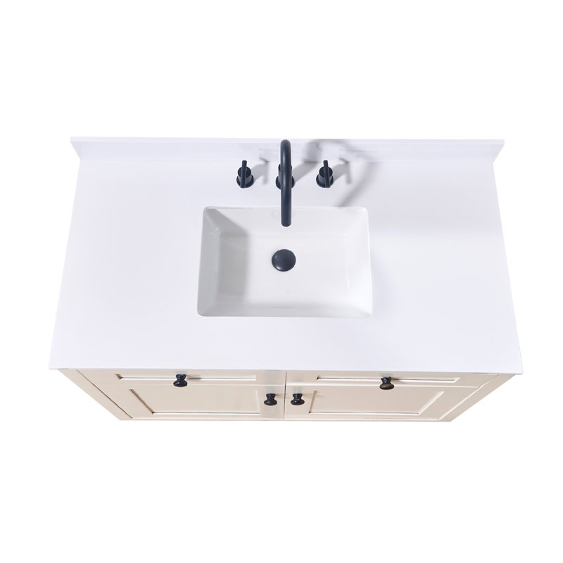 Snow White 43" Composite Stone Vanity Top with Rectangular Sink