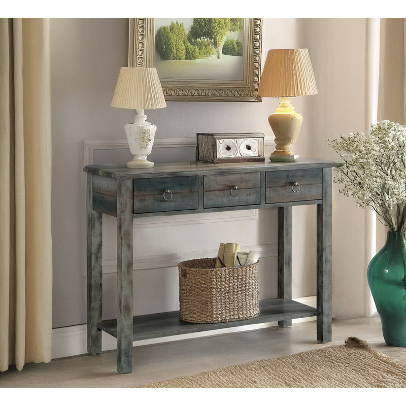 Console ACME Glancio, gris antique et bleu sarcelle