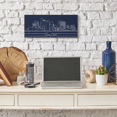" Boston City Skyline Outline " by Daphne Polselli