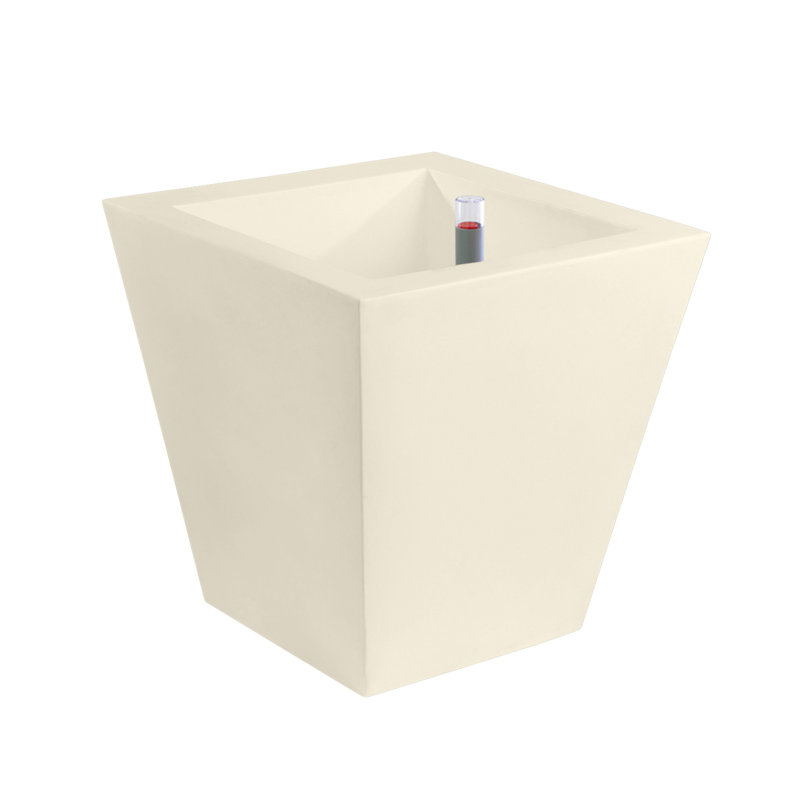 Cono Cuadrado - High Square Resin Cone Pot Planter - Self Watering, Ecru, 11.75" H x 11.75" W x 11.75" D