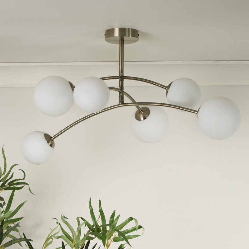 Glass Flush Mount, 6 Lights, 365cm H x 365cm W x 700cm D