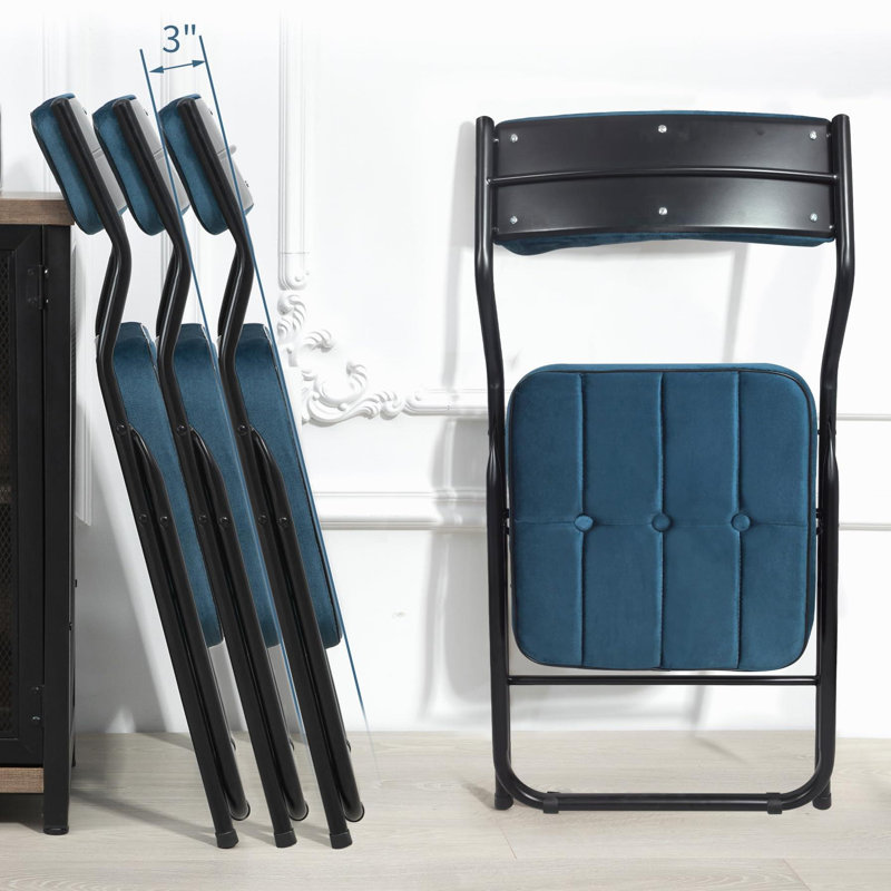 4-Pack Padded Folding Chairs – Portable Cushioned Dining Chairs for Guests, Blue