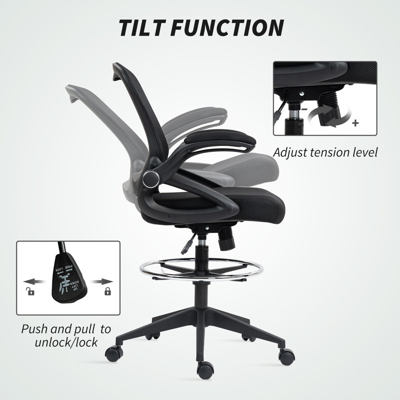 Mesh Drafting Chair, Black