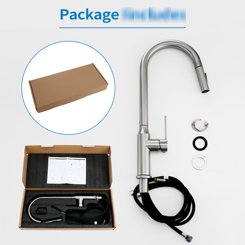 19.05" Pull-Down Kitchen Faucet - Brushed Nickel, Reliable Operation Nickel Tap For Performance, Brushed Nickel