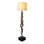 80" Polished Horn Floor Lamp - Embossed Brown Leather Base - White Burlap Shade
