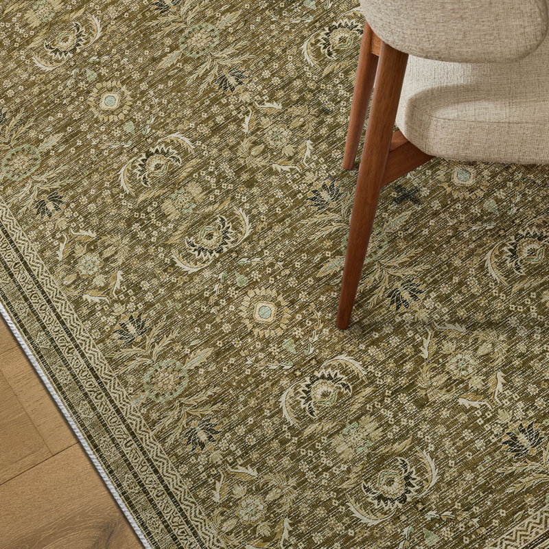 Floral Distressed Indoor Stain Resistant Non-Shedding Rugs for Living Room, Rectangle 9' x 12'