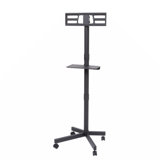 Mobile Tv Stand On Wheels, Height Adjustable Tilt Rolling Tv Stand With Media Shelf For 23-60 Inch Led, Lcd, Oled Flat&curved Tvs, Holds Up To 55lbs, Max Vesa 400x400mm