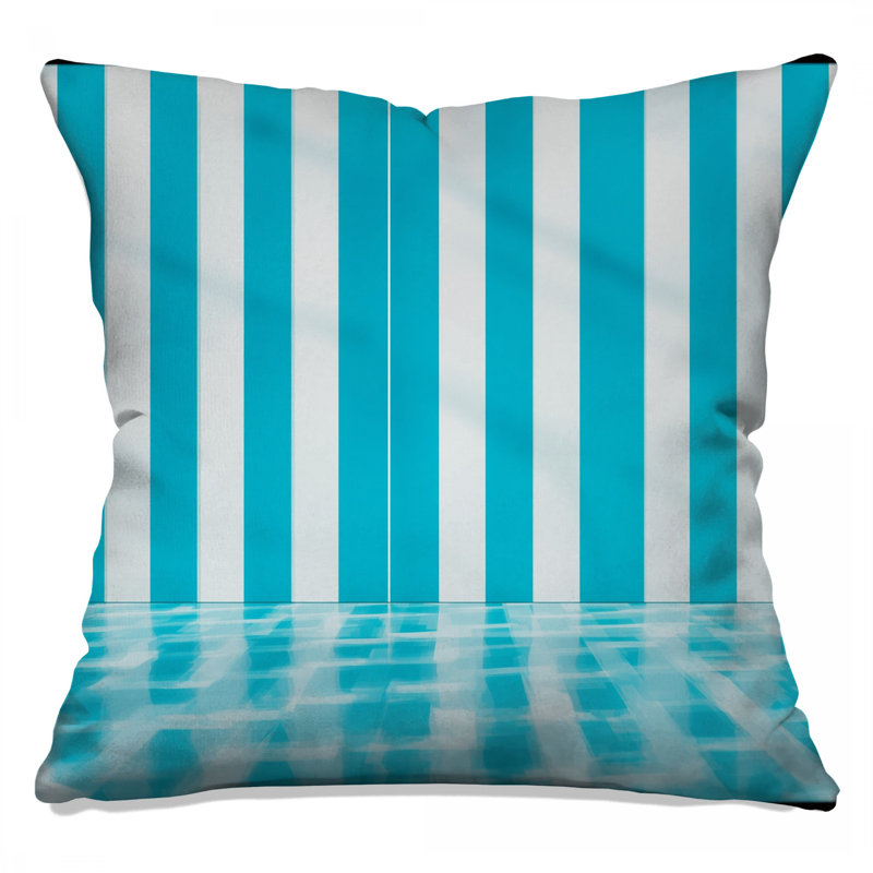 Blue White Vertical Stripes Double Sided Throw Pillows, 20 x 20 inches