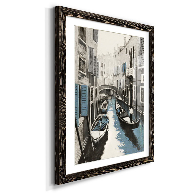 Venise II - reproduction d'art, H 31,5 po x l 23,5 po x P 1,5 po, Papier encadré noir, Blanc