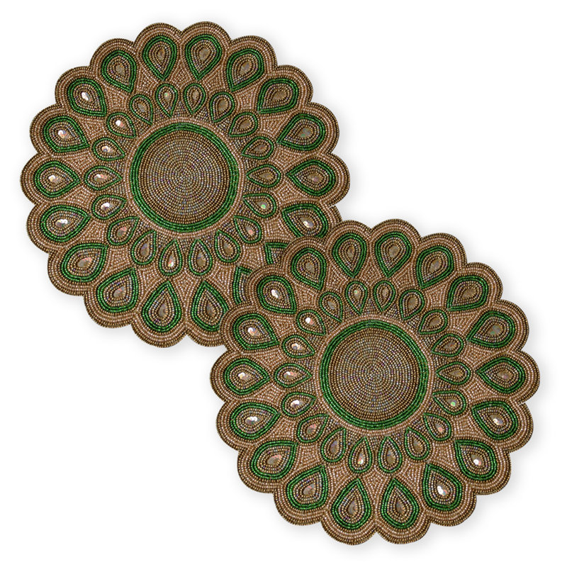 Ensemble de napperons The Dodgens, Brun/vert